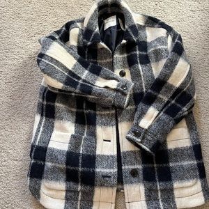 Madewell blue plaid coat size M